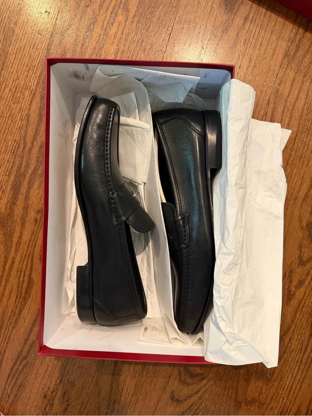 Salvatore Ferragamo Black Leather Slip-On Loafers